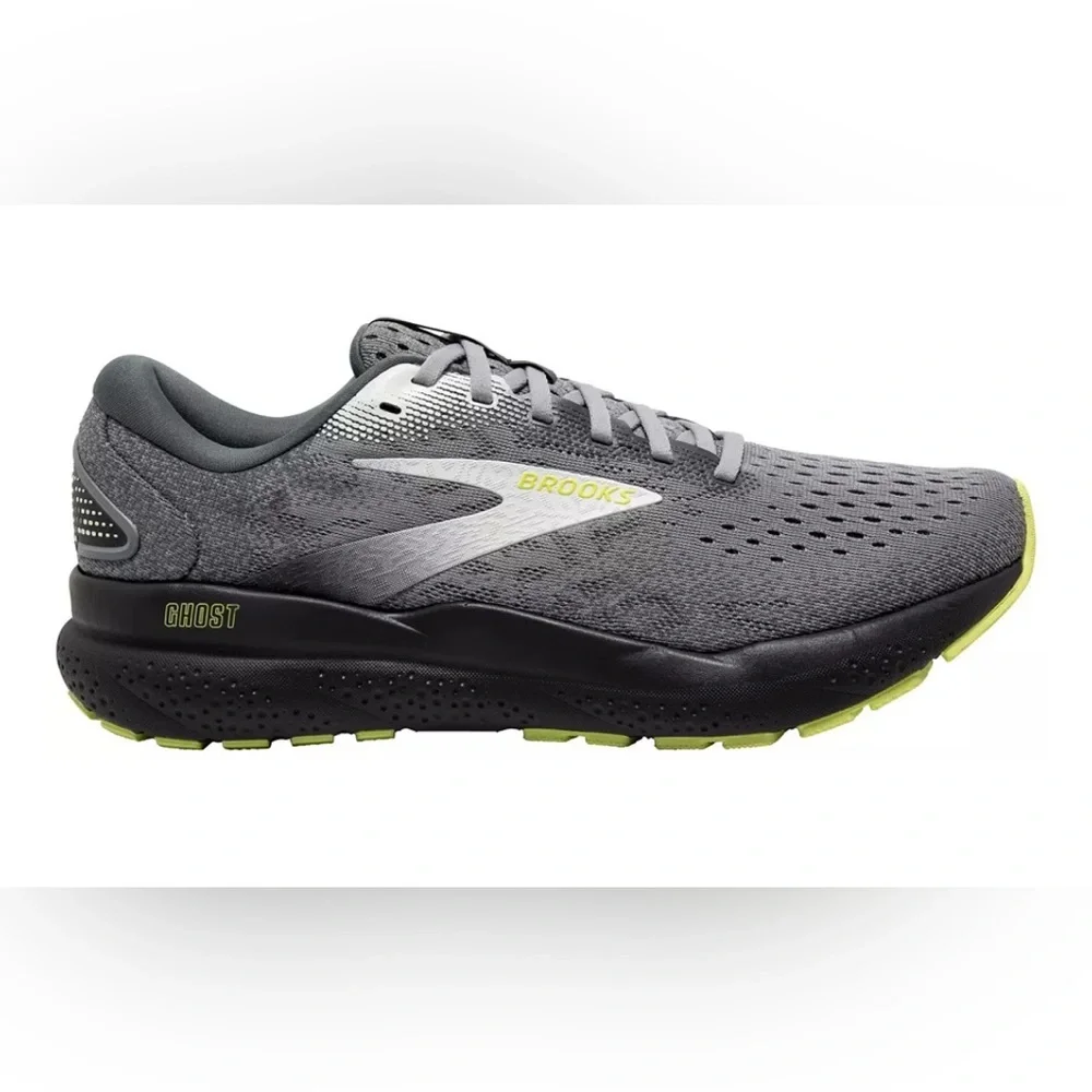 Brooks Ghost 16 in Grey/Lime tennis shoes sneakers Size Men’s 10 - Picture 4 of 11